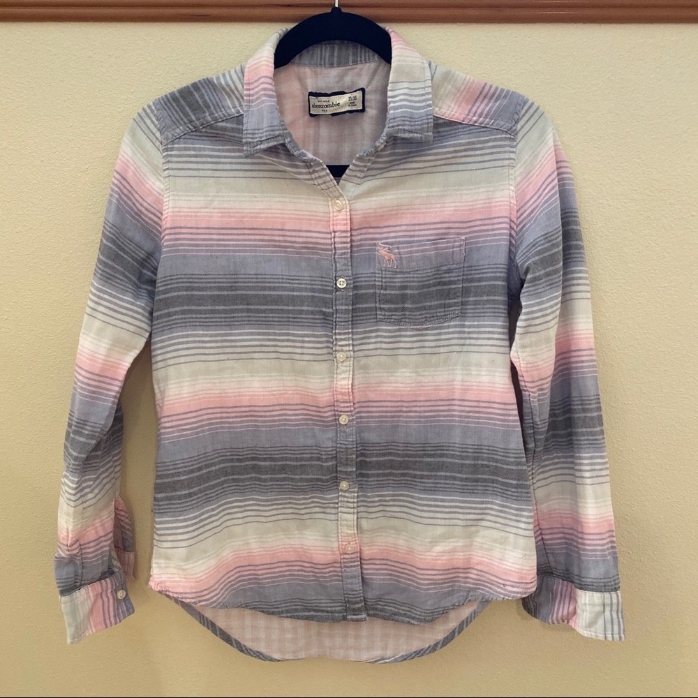 Blue and Pink Flannel/ Button Down Shirt